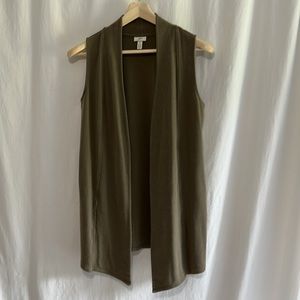 J. Jill Extra Small Open Front Green Cardigan Cotton Modal Sleeveless Stretch